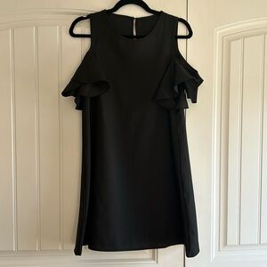 Women’s Black Dress with Shoulder Ruffle Detail - Size S/M